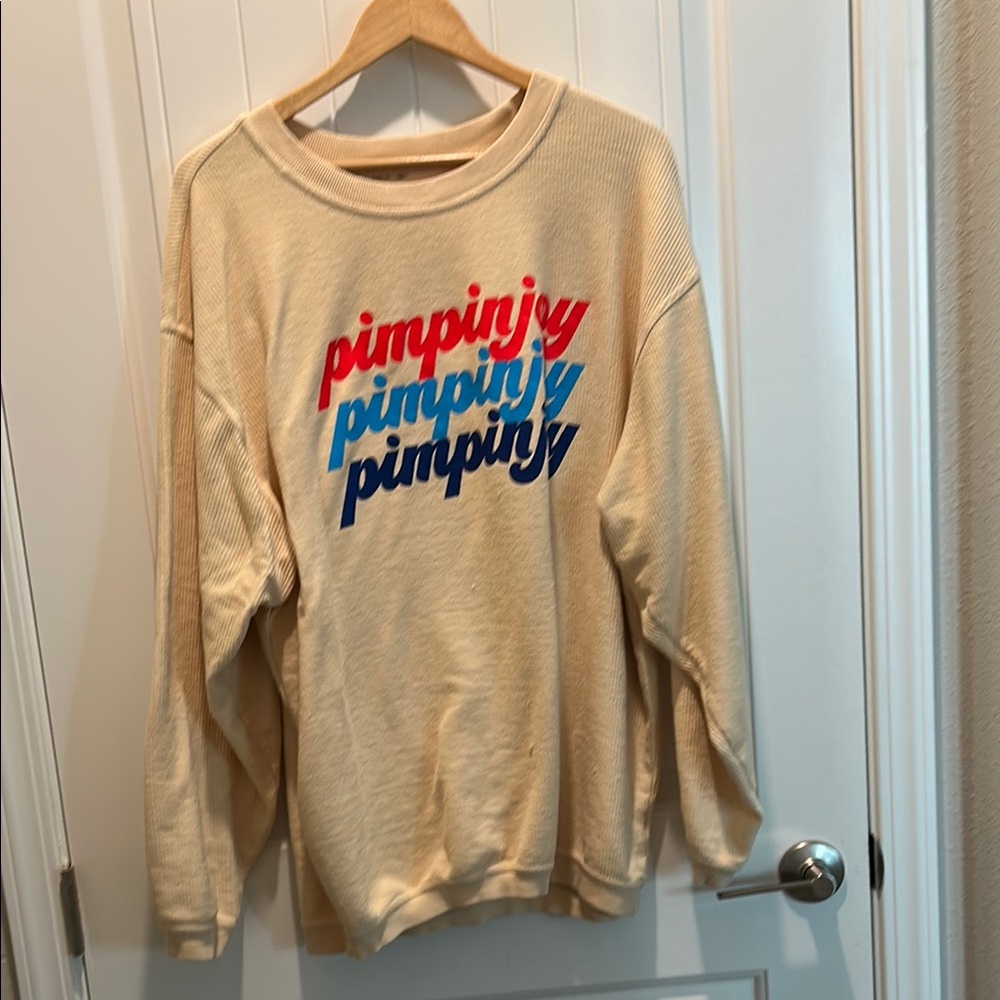 PimpinJoy Cream Sweater with Multicolor Print
